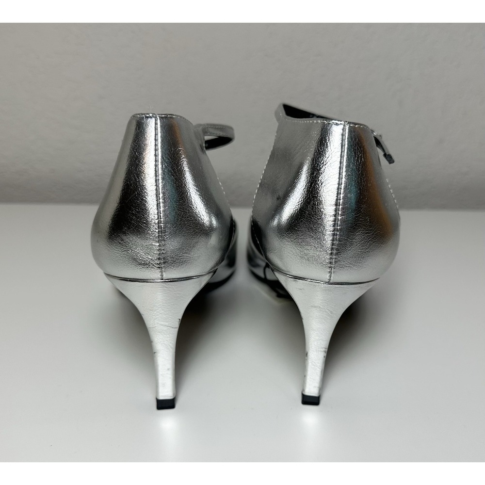 ZARA Women's Silver Metallic Pointed Toe Stiletto Heeled Pumps US 9 EU 40 NEW‎ - Picture 2 of 12